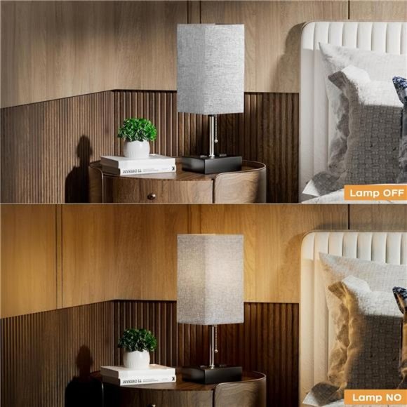 3Color Temperature Bedside Lamp with USB Port &AC Outlet Table Lamps for Bedroom - Picture 5 of 7